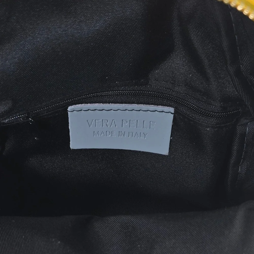 Vera Pelle Yellow Pebbled Leather Convertible Mini Backpack Crossbody Made Italy